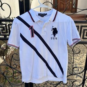 U.S. Polo Assn. White and Navy Kids Polo Shirt